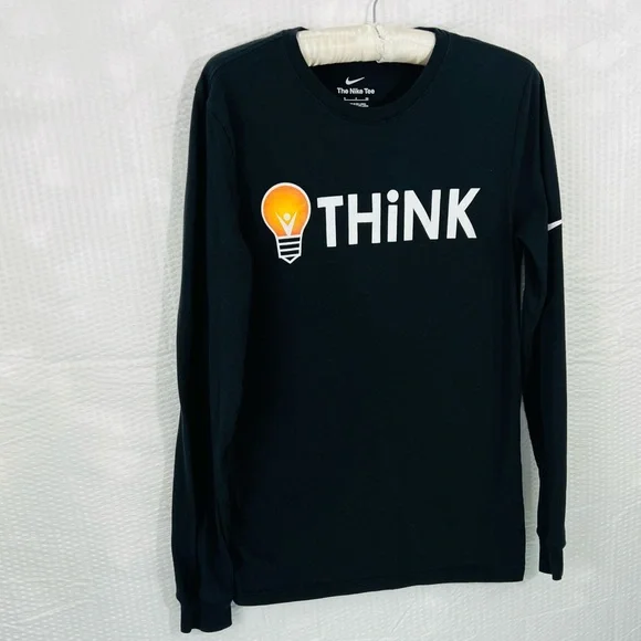 Nike Long Sleeve Black Think light bulb T-Shirt Men's Size Small - Picture 4 of 10